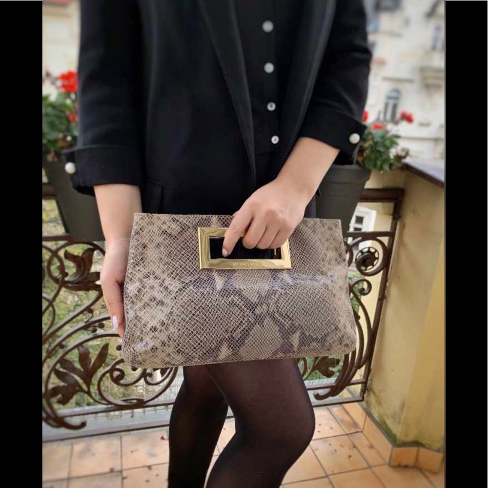 Michael Michael Kors Beige Python Embossed Leathe… - image 1